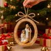 Yousheng Oval Nativity Hanging Ornament Home Office Christmas Tree Hand-Painted Birth of Jesus Scene Holy Family Holiday Religious Decoration Pendant