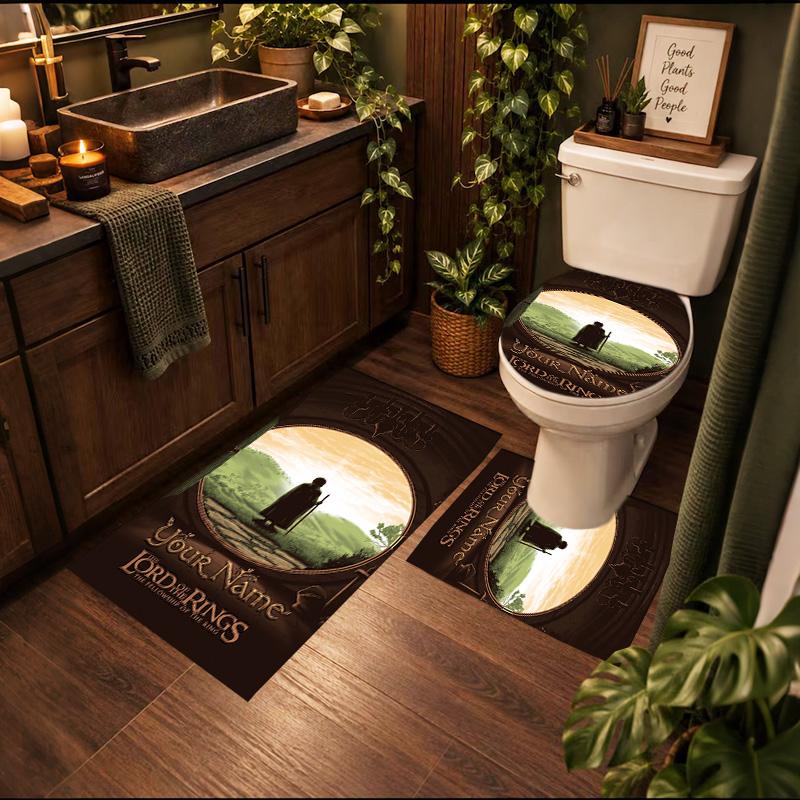 Lord Rings 3Pcs Personalized Customization Bathroom Mat Set Toilet Lid Cover And Rug Ushaped Bath Mats Nonslip Door Mat Decoration