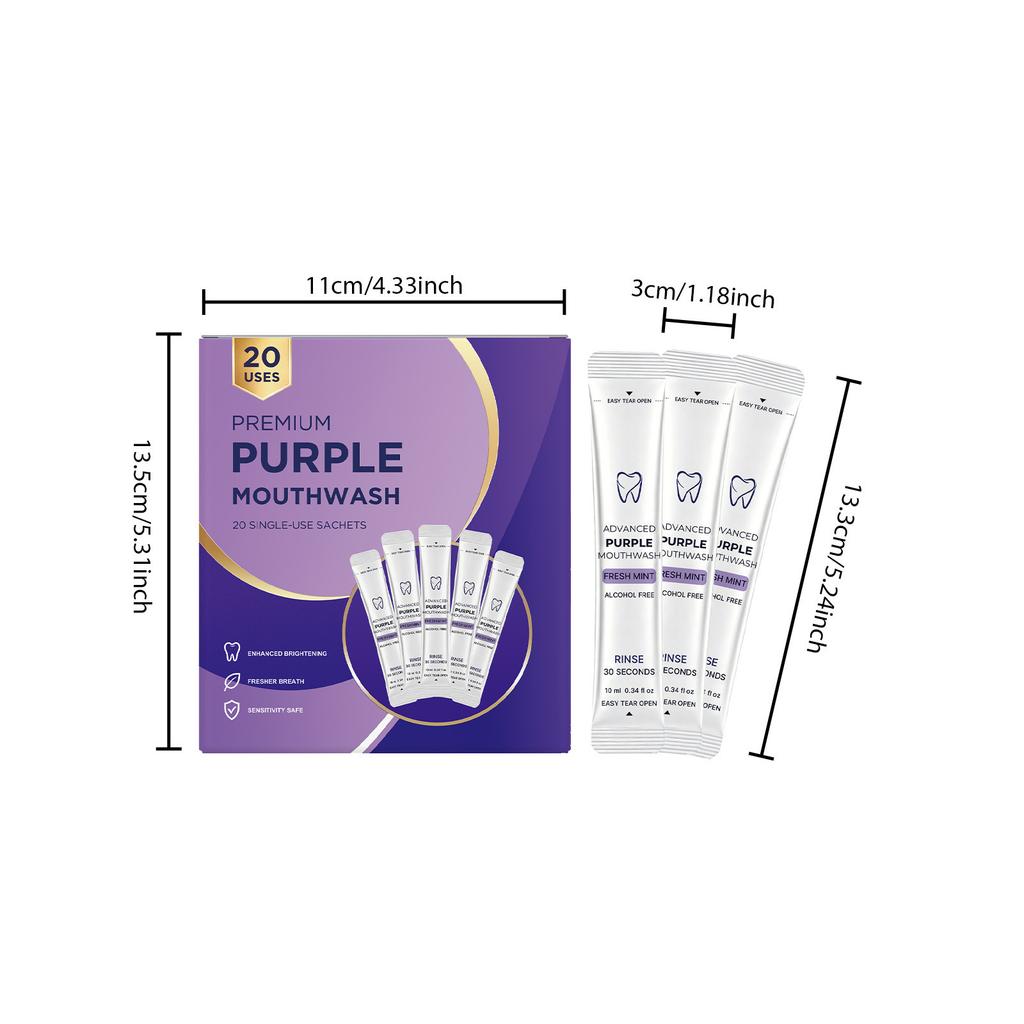 Purple Portable Mouthwash – Fresh Mint Breath Freshener for Clean Teeth