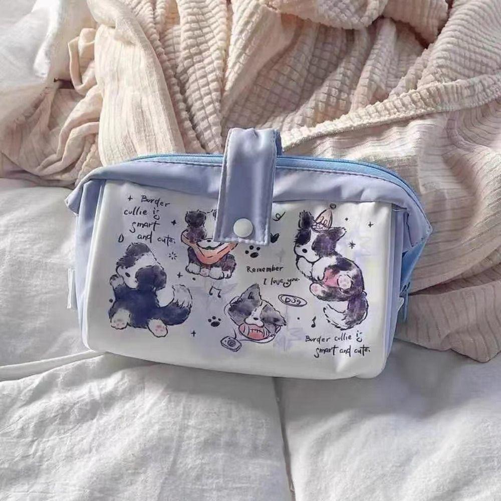 Large Capacity Puppy Stationery Bag Desktop Organizer Animal Pattern Pencil Bag  Stationery