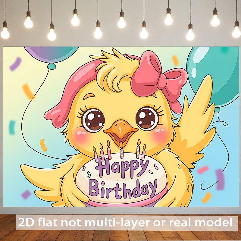 2D plane, cute little chicken birthday banner, indoor/outdoor party decoration, polyester fiber