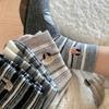 Женские осенне-зимние утолщенные теплые винтажные полосатые вышитые щенки шерстяные носки средней длины