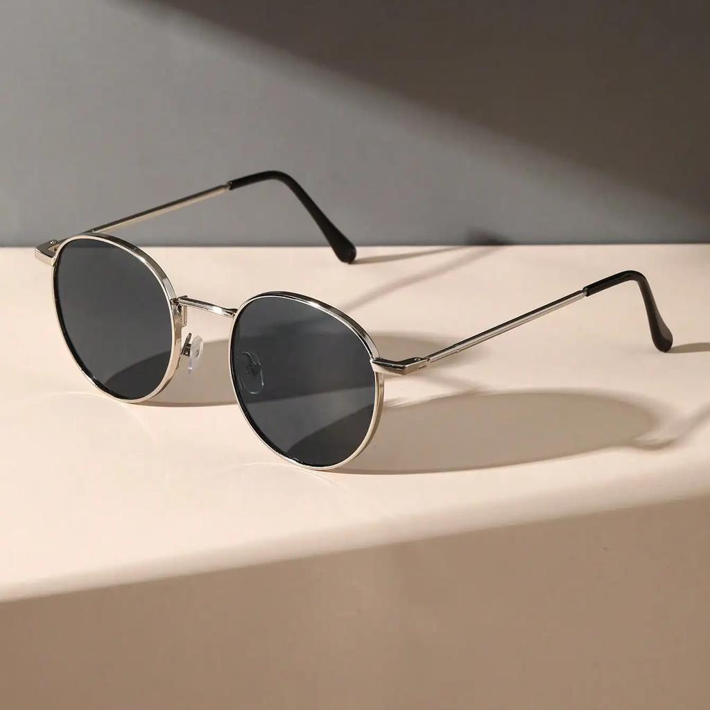 1PC Unisex Metal Round Frame Vintage Y2K Casual Sunglasses For Outdoor Daily Vacation Driving Clothing Accessories