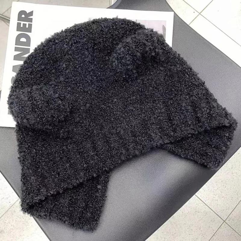 Женская шляпа Вязаная шляпа Большой обхват головы Ушки медвежонка