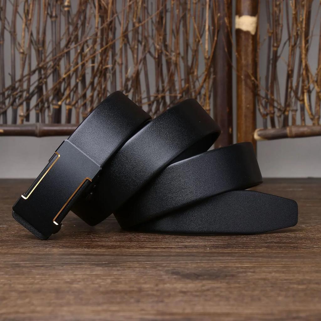 3.5CM Pure Cowhide High Quality Genuine Leather Belts for Men Strap Male Automatic Buckle Business Suit Trouser Belt Luxury