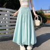 Women Pod Half-body Skirt Summer New Elastic High Waist Drape Thin A-line Long Sweet Fluffy Lantern Skirt
