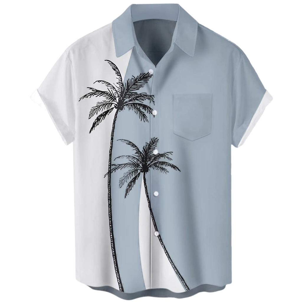 Гавайская рубашка для мужчин, мужские винтажные рубашки для боулинга на пуговицах, летняя пляжная рубашка с коротким рукавом