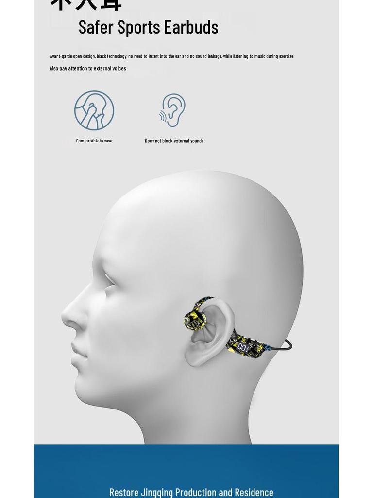 AKZ-G9 Вибрационные Bluetooth-наушники с костной проводимостью, слотом для карты, цифровым дисплеем, дизайном на шею и долгим временем работы от аккумулятора.
