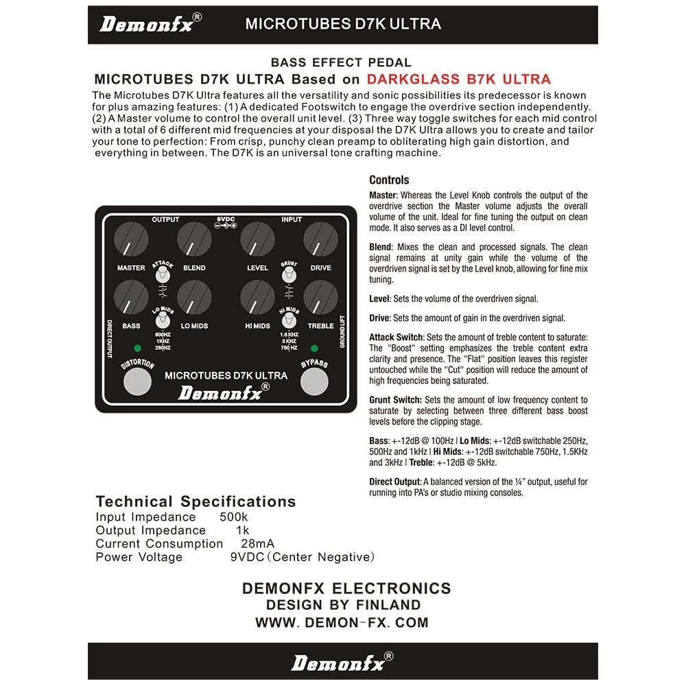 Demonfx Microtubes D7K Ультра Басовый Предусилитель Овердрайв Дисторшн