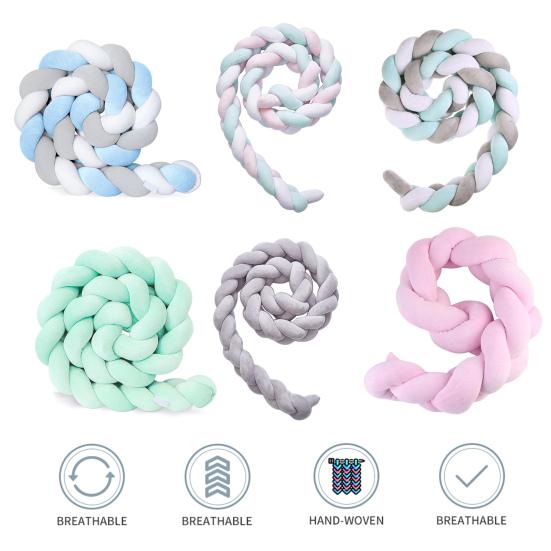 Шар для вязания крючком, забор для кровати, длина 2 м, плетеный шар для вязания крючком, сенсорная игрушка для малышей, бархатная ткань, полипропиленовый хлопок, наполнитель, подушка для шеи, декоративная подушка