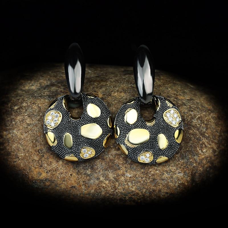 Classic Women's for Earrings Exaggerated Disc Hollow Pendant Earrings Unique Black Gold Jewelry Party Gift Gold Earings