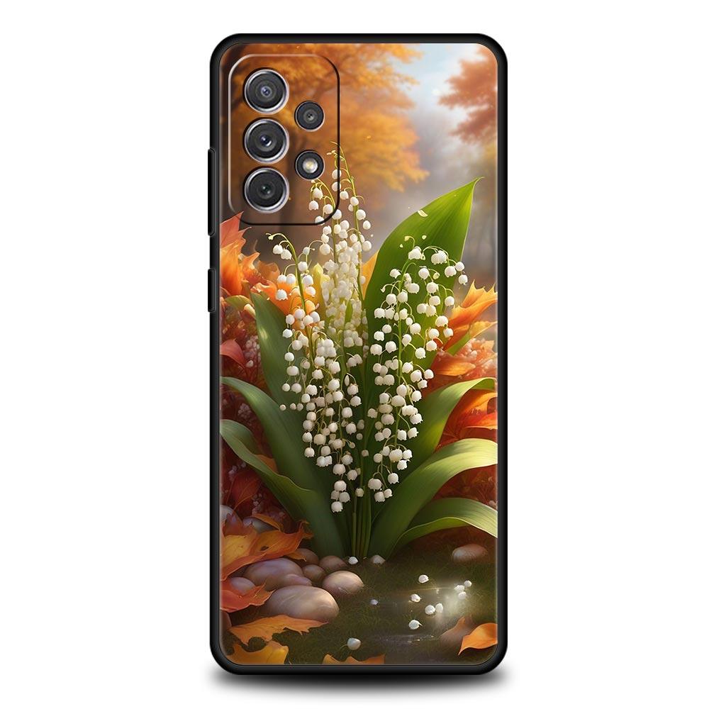 Прозрачный цветочный чехол для телефона Ландыш для Samsung Galaxy A55 A35 A15 A14 A13 A25 A54 A51 A71 A72 A73 A32 A52 A41 Мягкий ТПУ