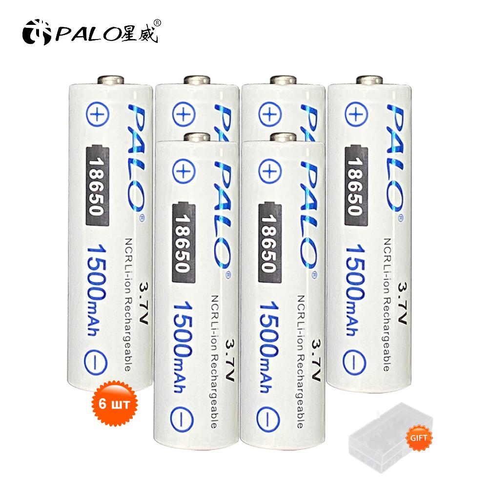 PALO Аккумуляторные батареи 100% емкости 18650 Литий-ионные аккумуляторы 3,7 В, 1500 мАч с защитным кожухом