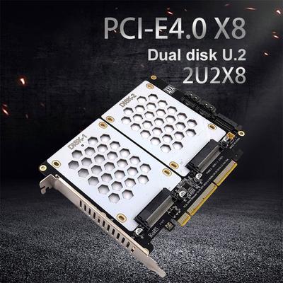 Карта-адаптер для двух накопителей U.2 2,5-дюймовый жесткий диск SATA к PCIE4.0 карта-разветвитель U.2 к карте PCIe Двойной U.2 к адаптеру PCIe 4.0 X8