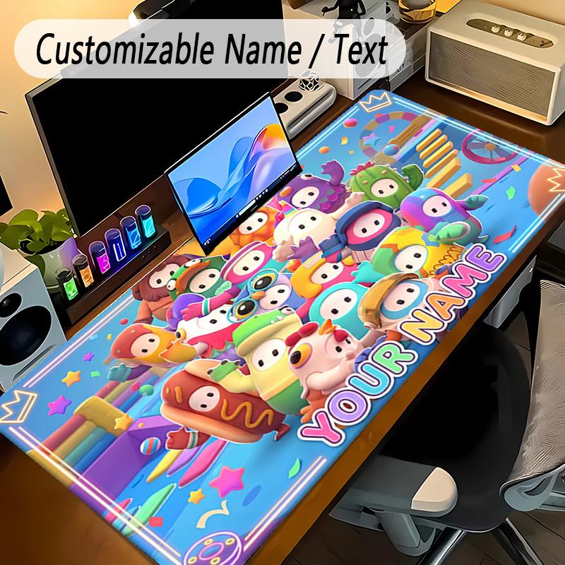 Large Mouse PadFall Guys Custom Name Text Personalized Desk Mat Non Slip Gaming Pad