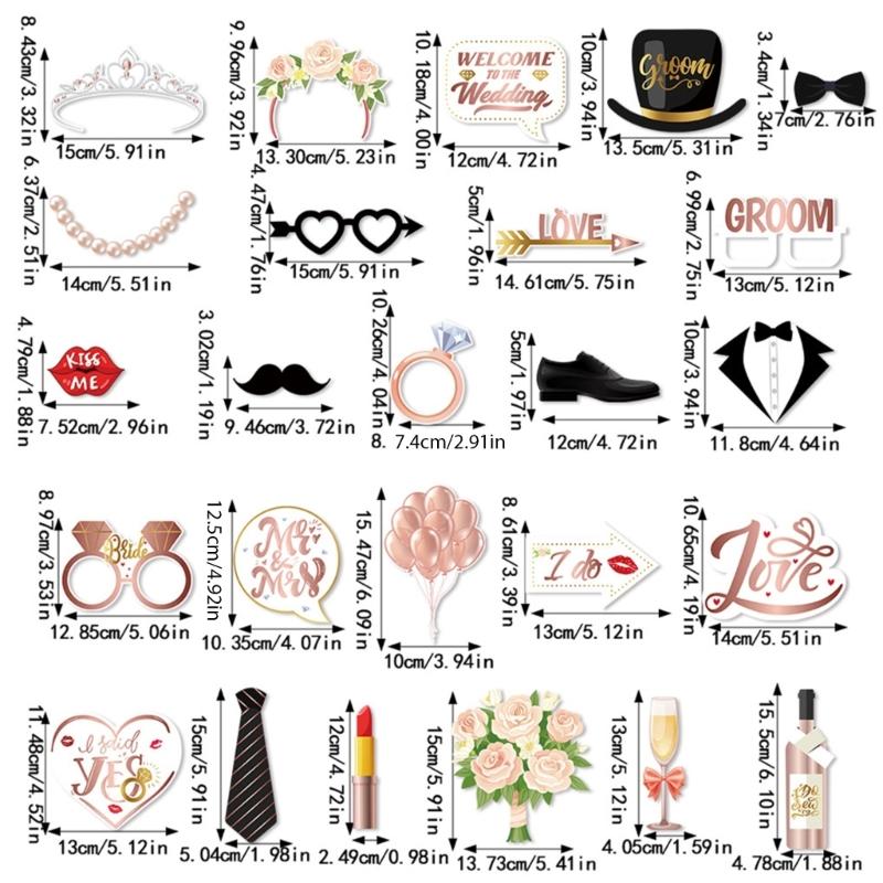 Свадебные Принадлежности Бумажные Реквизиты и Рамка для Фотобудки Набор Забавные Декорации Фона для Свадебного Веселья и Фотографирования