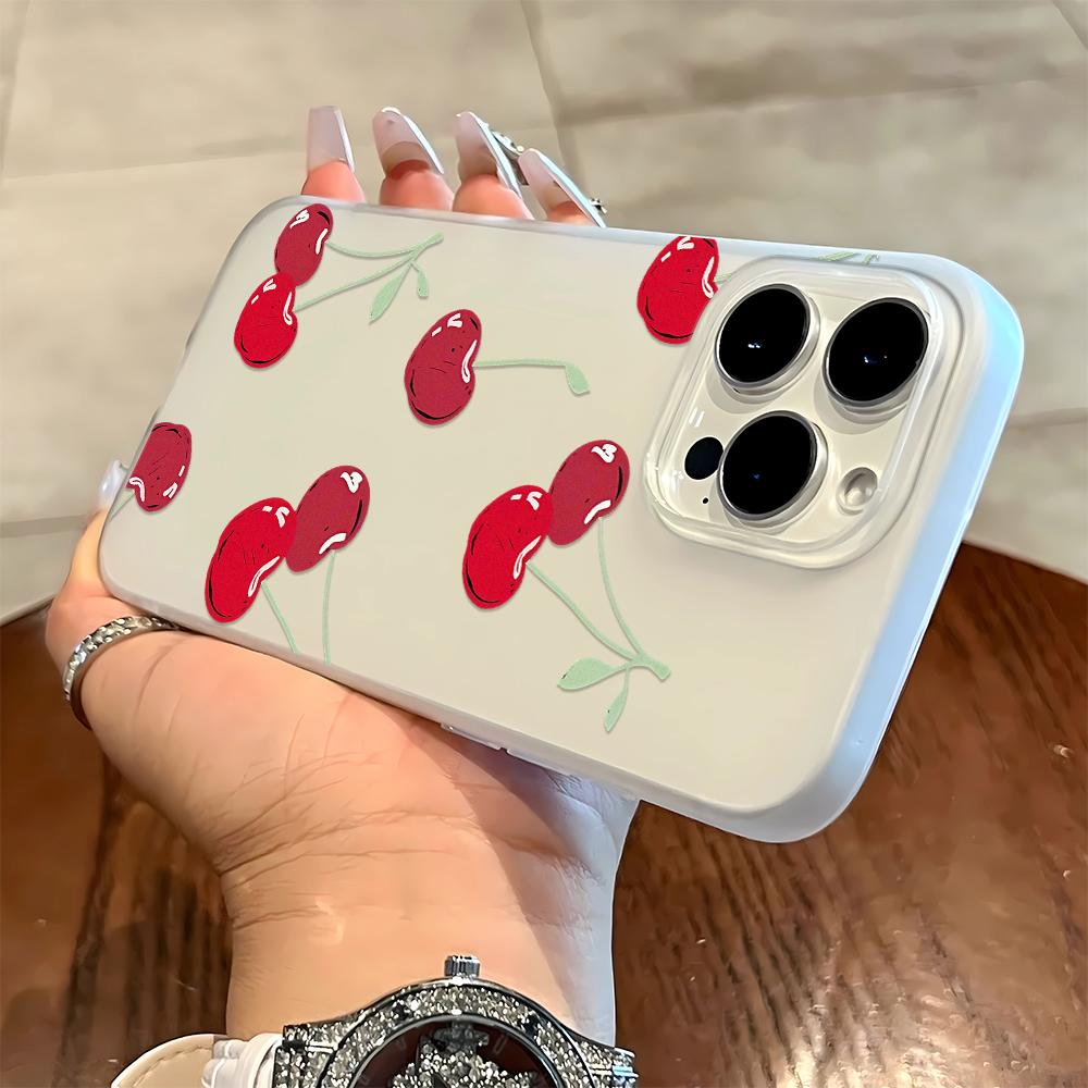 Чехол для телефона с рисунком «Вишня» для IPhone 17 13 15 11 12 14 16 Pro Max Air 7 8 Ударопрочный Прозрачный Чехол Силиконовый Мягкий Funda
