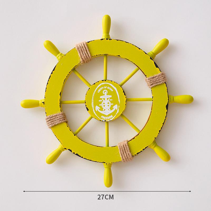 Mediterranean Ship Rudder Decoration Nautical Boat Wheel Helm Wooden Craft Home Living Room Decoration Accessories