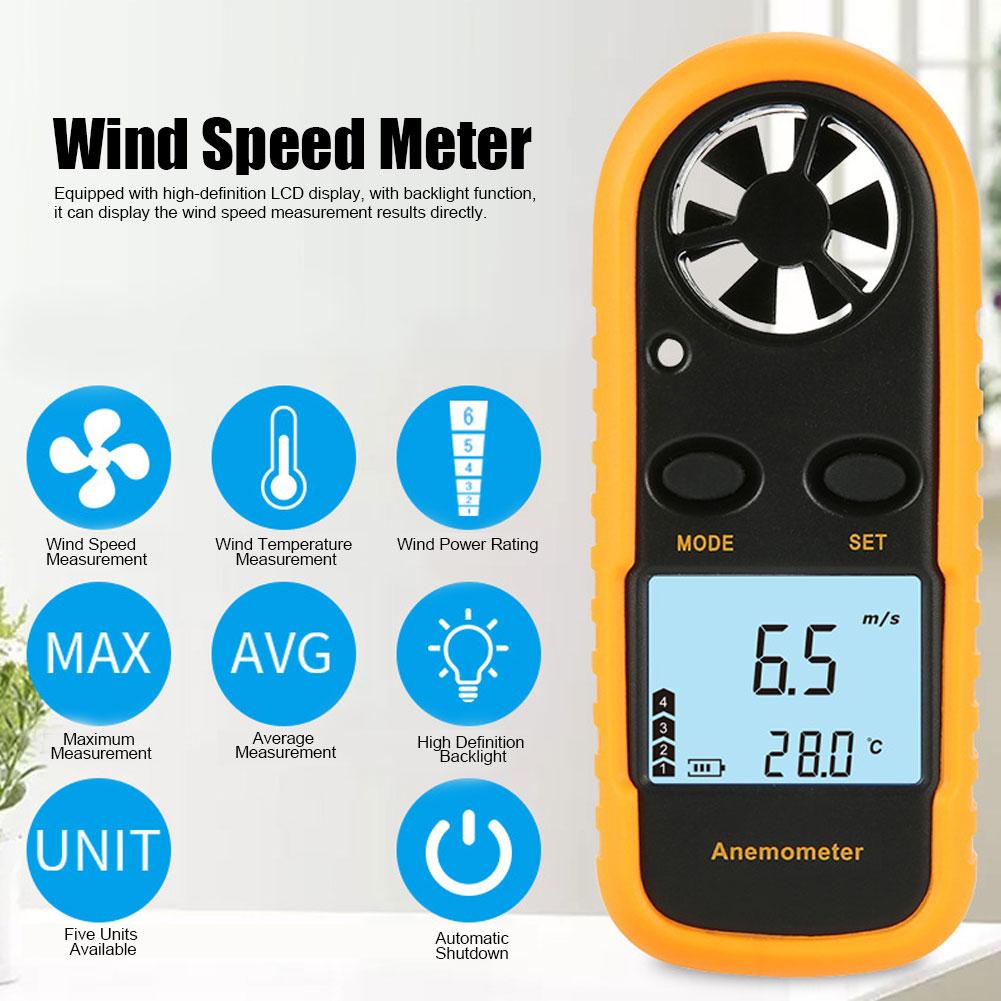 Mini Handheld Electronic Digital Anemometer LCD Wind Speed Temperature Meter Tester