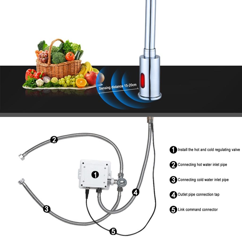 Infrared Sensor Basin Sink Faucet Touchless Automatic Touch Free Water Saving Sensor Deck Mount Sense Water Faucets Tap