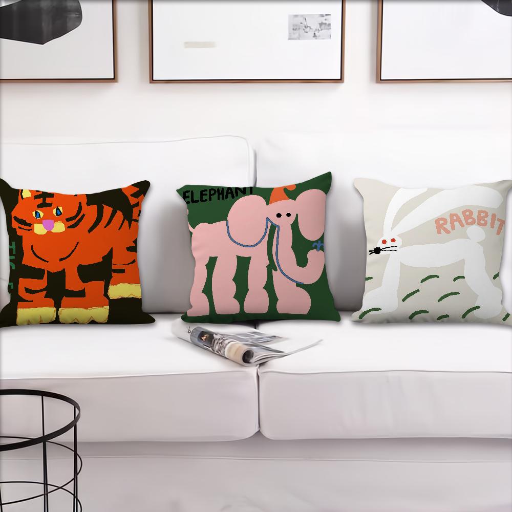 Animal Print Embroidered Cute Embroidery Cushion Cover For Pillow Printing Sofa Decoration Home Car Room Office Nordicsimplicity