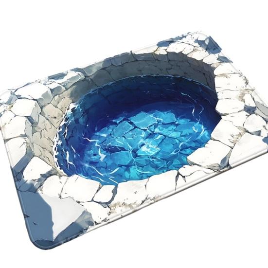 3D Оптическая Иллюзия Напольный Коврик Реалистичная Яма Придверный Коврик для Гостиной и Прихожей Нескользящий Мягкий Подходящий для Домашних Животных Ковер Интерактивный Ковер с Визуальным Эффектом