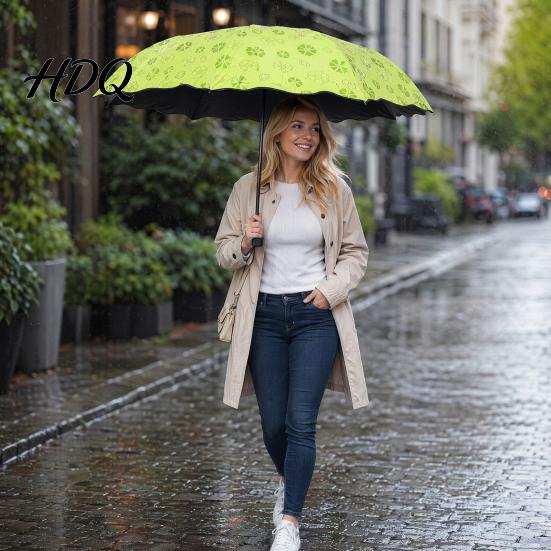Большой зонт водореактивный складной с волнистым краем цветы появляются при УФ-защите намокший ветрозащитный солнце портативный для путешествий