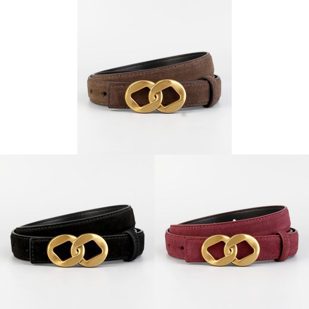 Genuine Twolayer Leather Belt For Women With Pin Buckle And Versatile Fashion Accessory
