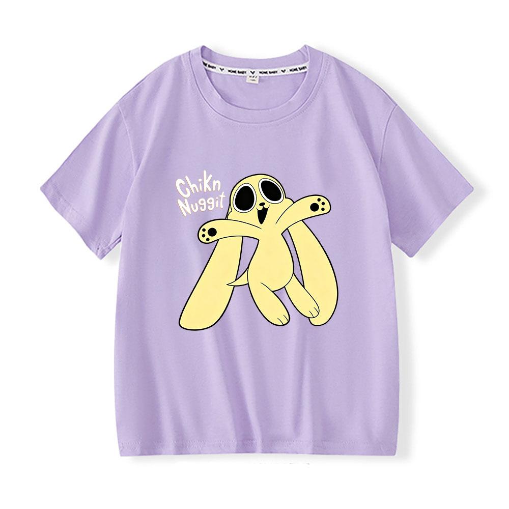Chikn Nuggit Cartoon Print Children's T-shirt 100%Cotton Tees 2-12Y Boys Girls Cute Short Sleeve Casual Kids Tops Summer Toddler