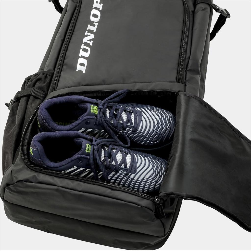 Теннисный рюкзак DUNLOP TOUR LINE, длинный, вмещает 2 теннисных мяча, черный DTC2410 (Ракетки могут)