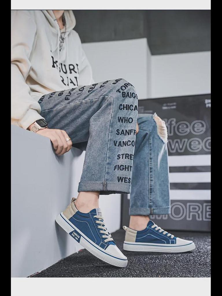 Men's Large Breathable Skateboard Canvas Shoes - Soft Sole, Casual, Versatile, Trendy Fashion