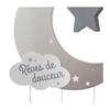 Suspension Enfant - ATMOSPHERA - Lune - Bois MDF Et Coton - Gris - H46,5 Cm