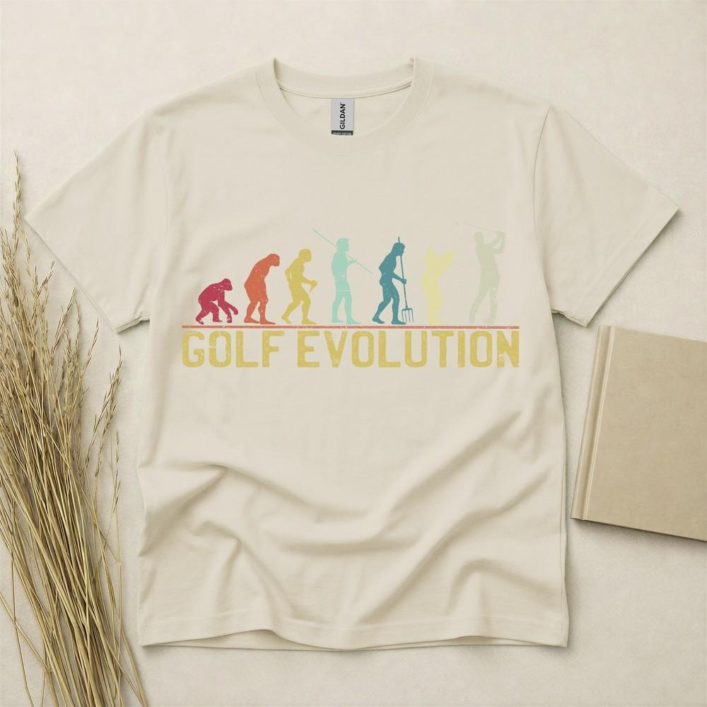 Футболка Golf Evolution Смешной подарок гольфисту Ретро спортивная футболка Хлопковый топ Gildan