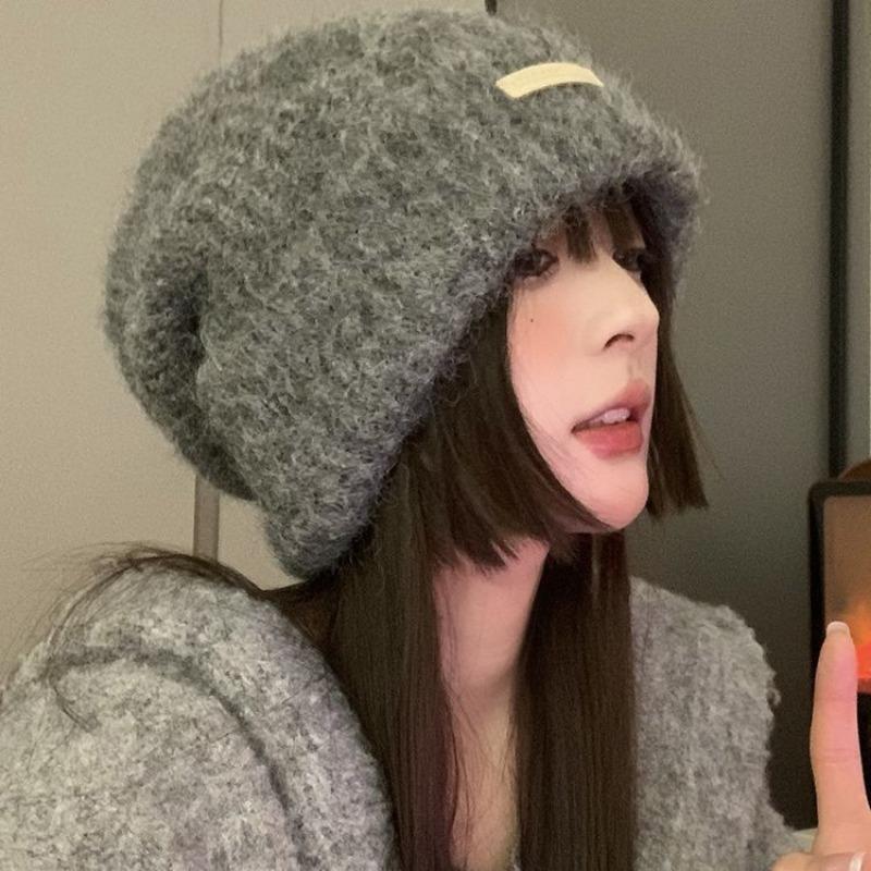 Шерсть, содержащая пряжу осень-зима, ворсовая шапка с большой окружностью головы, универсальная повседневная холодная шапка, теплая шапка, защита ушей, вязаная шапка