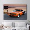 Solid Wood Frame Plymouth Barracuda Orange Classic Muscle Car Posters Home Decor Wall Art Canvas Printed Room Decoration