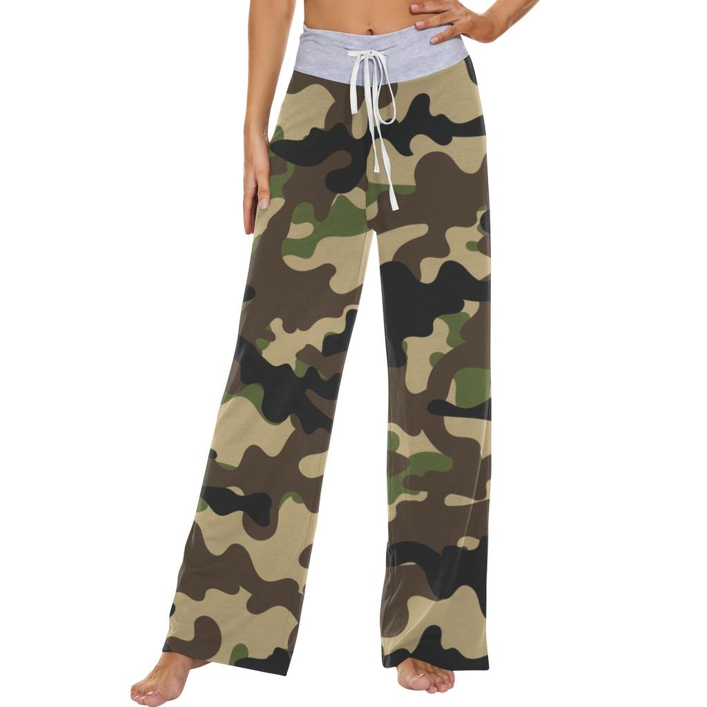 Женские модные повседневные удобные пижамные брюки с принтом и широкими штанинами на шнурке