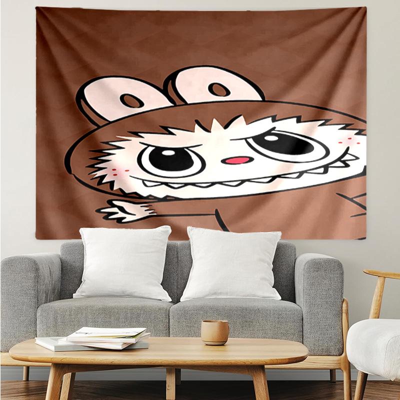 labubu Tapestry for Bedroom Aesthetic Classroom Tapestries Wall Hanging for Living Room Dorm Office,Ideal Creative Gift