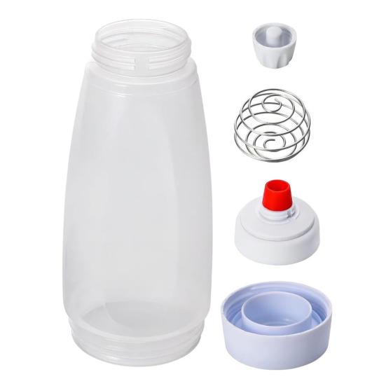 1/2Pcs Batter Mixing Bottle with Blender Ball Wire Whisk Easy Clean Pancake Batter