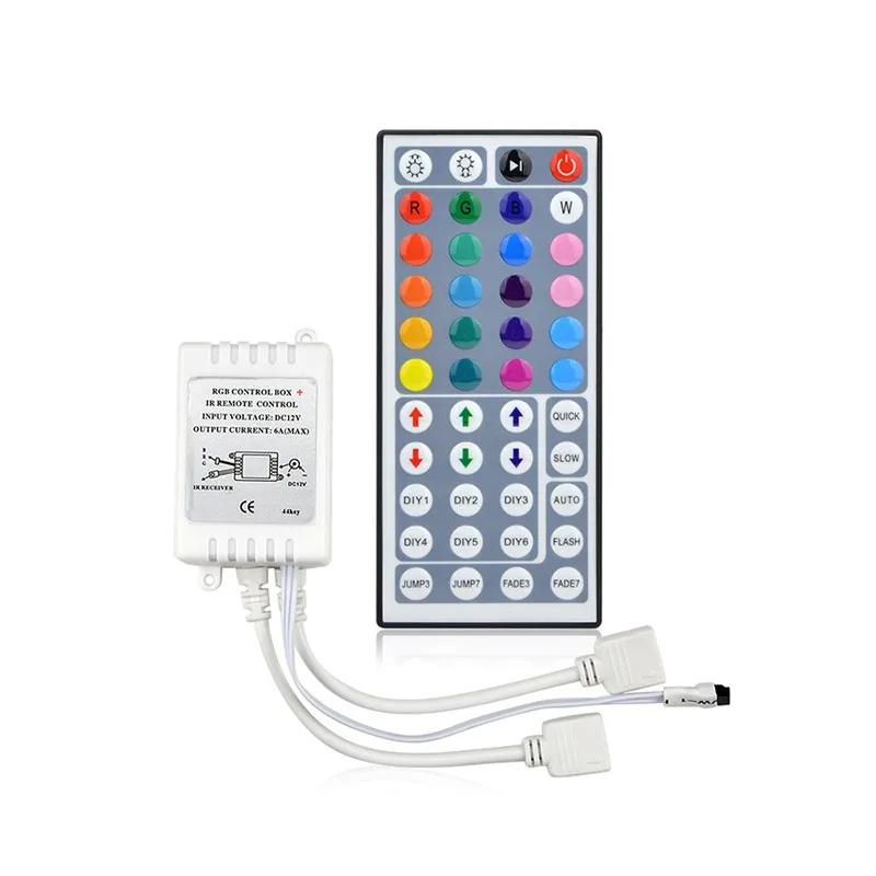 DC 12V LED Controller Single Dual Wire Output Panel Controller 44key IR Remote Controller for RGB 5050 3528 SMD LED Strip Light
