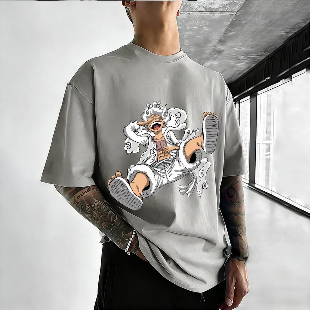2026 Summer Hot Sale Luffy Gear 5 T Shirt Men Anime Graphic Print Casual Loose Short Sleeve Streetwear Tops Harajuku