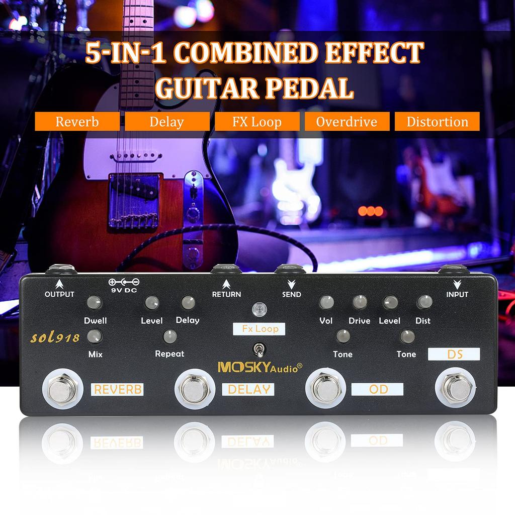 Sunydog MOSKY 1-in-1 Multi-Effect Pedal for Guitar and Electric Instruments SOL9185 Combined Effects