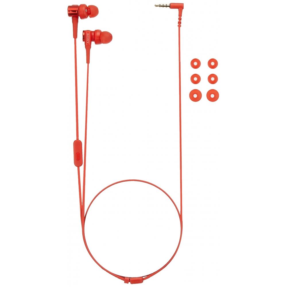 Sony Наушники с глубоким басом модель MDR-XB55AP: Канального типа с пультом ДУ и микрофоном, красный MDR-XB55AP R