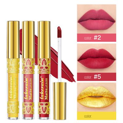 3 шт. Золотая помада Velvet Nude Long-Lasting Wear Antistick Cup Водостойкий набор для макияжа губ 6