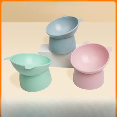 Миска на высокой ножке для кошек, Наклонная миска для еды, Миска для кормления кошек с защитой от опрокидывания, Пластиковая миска для питомца, Подставка для миски питомца