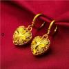 Vietnam Sa Gold Women's Small Heart Earrings - Peach Design