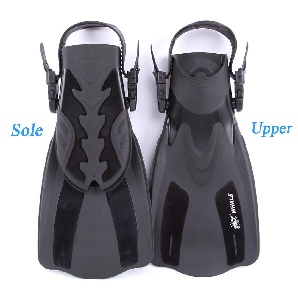 WHALE Adult Short Snorkeling Swim Fins Flippers with Adjustable Heel Water Sports