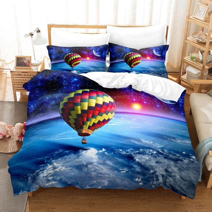 Комплект постельного белья с изображением воздушного шара Queen King Size, 3D Blue Sky White Cloud, детский комплект постельного белья из полиэстера для мальчиков и девочек