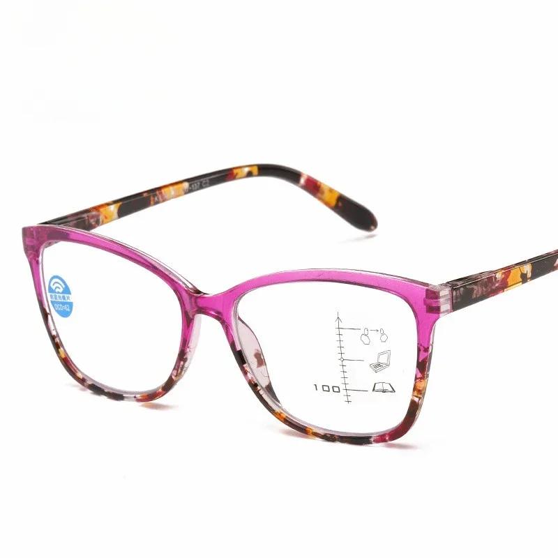 Women's New Style Colorful Glasses Frame Progressive Multifocal Presbyopia Eyeglasses Neutral Fashion Style Retro Style Anti-blue Light Reading
