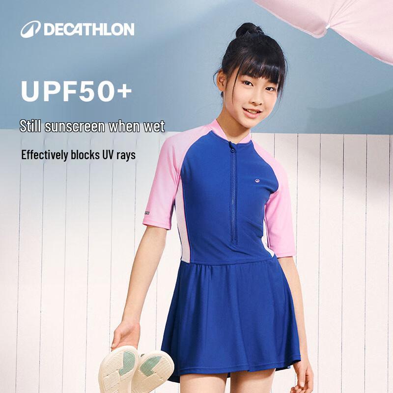 Слитный купальник для девочек Decathlon, устойчивый к хлору