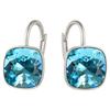 Women' Square Silver Earrings with Branded Crystals - Turquoise - 925 Silver - Perfect Gift for Women